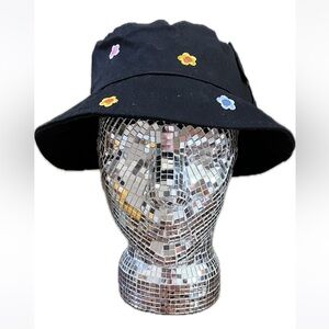 Black Bucket Hat w/ Flowers